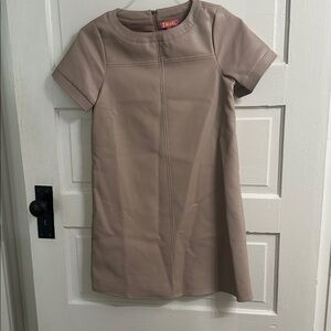 THML Beige Short Sleeve Dress faux leather fully lined. NBW